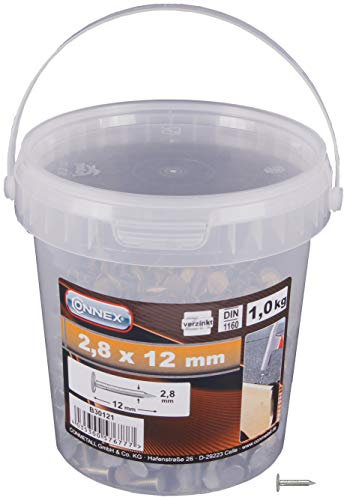 Connex B30121 Chiodi per coperture in Secchio 2,8x12mm, 2,8 x 12 mm (1000 g)