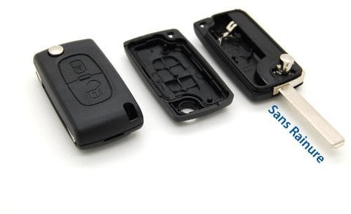 Coque clé plip télécommande 2 boutons Citroen C1 C2 C3 C4 C5 sans rainure