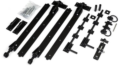 1st Fix South Black 750mm, 30 Adjustable Hook and Band Hinge Set for Double Gates/Doors