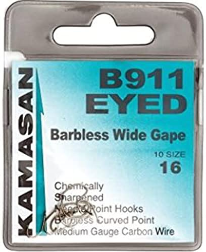 Kamasan B911 Extra Strong Eyed Fishing Hooks - Size 16, Brown, One Size