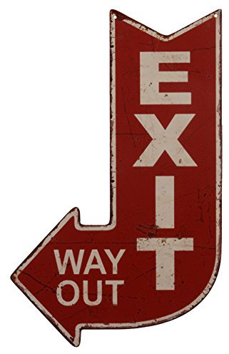 dekowonderland Blechschild Dekoschild Schild Exit Way Out Ausgang Pfeil Antikstil Retro 40x25cm