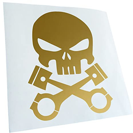 Kiwistar Autoaufkleber - Kolben Skull Schädel Aufkleber für Auto, Laptop, Fahrrad, LKW, Motorrad Mehrfarbig JDM Decal Racing