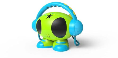 Lettore MP3 Usb Karaoke (Robot01) Portatile Con 2 Microfoni Inclusi Verde E Cel
