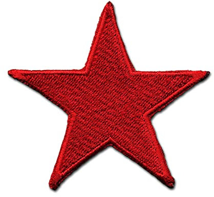 Logoshirt®️ Roter Stern I Patch I Aufnäher I zum Aufbügeln I Bügelflicken I Applikation Kleidung I 6x6 cm I bestickt I rot I Lizenziertes Originaldesign