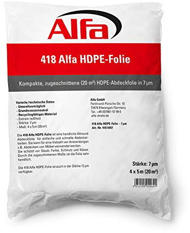10x Alfa HDPE-Abdeckfolie 4x5 m 12 my Möbel-Abdeckplane Malerfolie Malerplane Schutzfolie Allzweckfolie Leichtplane
