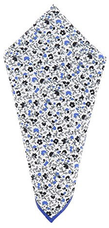 Cravate, Noeud Papillon et Pochette Costume Liberty Bleu Fleurs (Pochette costume)