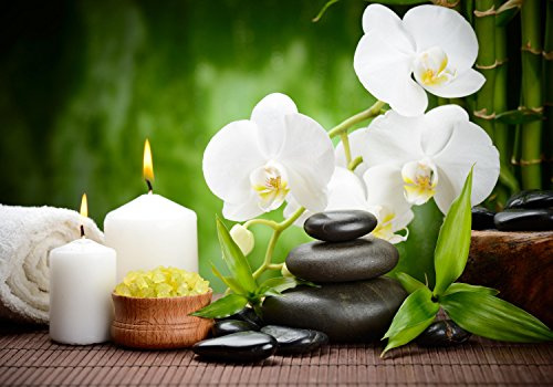 wandmotiv24 Fototapete Wellness, XXL 400 x 280 cm - 8 Teile, Wanddeko, Wandbild, Wandtapete, Entspannung, SPA, Orchidee M0491