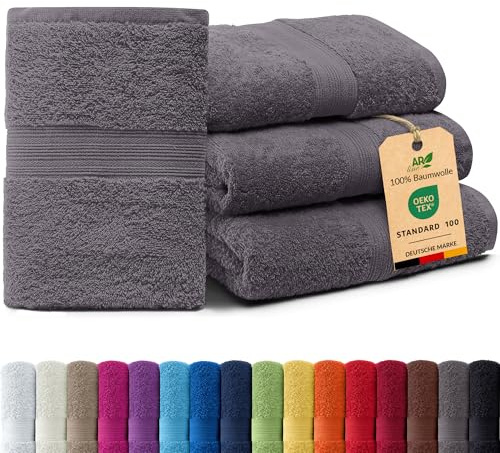 AR Line Arizona 4er Set Saunatücher 70x200 cm – 100% Baumwolle, 500 g/m², weich & saugstark in Farbe: Anthrazit-Grau