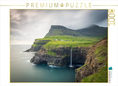 CALVENDO Puzzle Gásadalur, Vágar, Färöer-Inseln | 1000 Teile Lege-Größe 64 x 48 cm Foto-Puzzle für glückliche Stunden