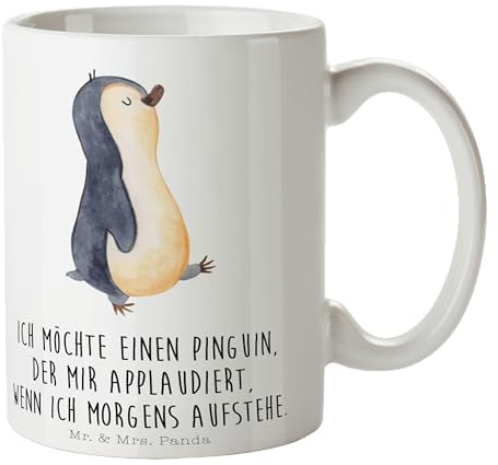 Mr. & Mrs. Panda Tasse Pinguin marschieren - Geschenk, spazieren, Becher, Familie, Kaffeetassen, zufrieden, Kaffeetasse, Keramiktasse, Langschläfer,