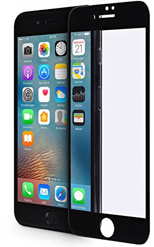 WIIUKA Schutzglas - Protect 3D - für Apple iPhone 8 Plus und iPhone 7 Plus Schwarz, schützt die komplette Frontseite, gehärtetes Glas, schmutzabweisender Oberflächenbeschichtung, Premium Schutzfolie