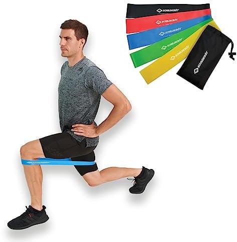 Schildkröt Mini Resistance Bands, 5er Set, Widerstandband Set, 5 verschiedene Stärken, Fitnessband, Gymnastikbänder Set, 5 Farben, in Tragetasche, 960126