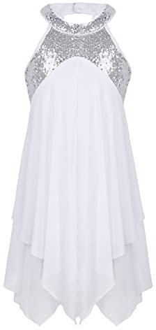 iEFiEL Kinder Mädchen Ballettanzug mit Wickelrock Tüll Rock Ballettkleid Ballett Trikot Body Tanz Kostüm Ballett Outfits Weiß 128