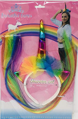 funny fashion Set Serre-tête Licorne + Queue Arc-en-Ciel
