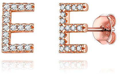 ChicSilver Damen Buchstabe E Ohrstecker Frauen Silber Alphabet Ohrschmuck mit Zirkonia für Jeden Tag Party