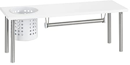 WENKO Universalregal mit Rollenhalter Blanco, Küchenregal mit Halterung für Küchenrolle und Utensilienhalter, MDF, Weiß, 55 x 21 x 18 cm, 54779100