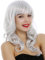 WIG ME UP - 3001-001 Perücke Damen lang Locken wellig Pony Cosplay Grau Weißgrau