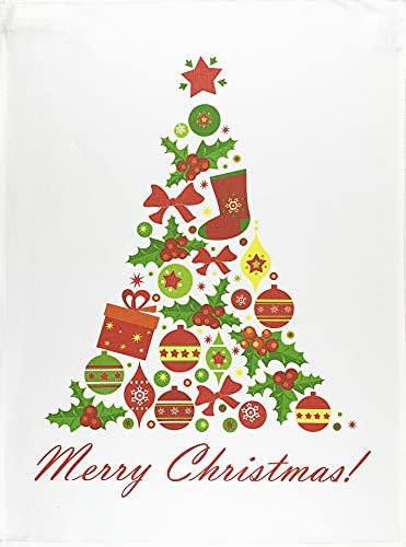 Half a Donkey Merry Christmas Tree - Large Cotton Tea Towel