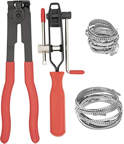 Clamp Pliers with CV Boot Clamps Kit, Ear Boot Tie Pliers,Stainless Steel Universal Adjustable AXLE CV Joint Boot Crimp Clamp Kit,Hose Axle Plier CV Clamp Tool CV Joint Banding Tools