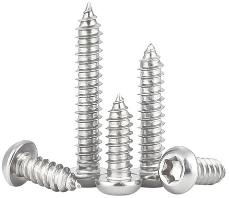 Qrity 50 Pezzi Vite Autofilettante M3,5x10mm, Viti a Testa Bombata Torx in Acciaio Inossidabile, Filettatura Completa