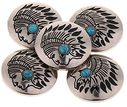 5 pezzi Vintage Western Concho Bottoni Turchese Concha Borchie Per Avvitare 30mm Per Abbigliamento fai da te Giacca Jeans Pelle - Blu
