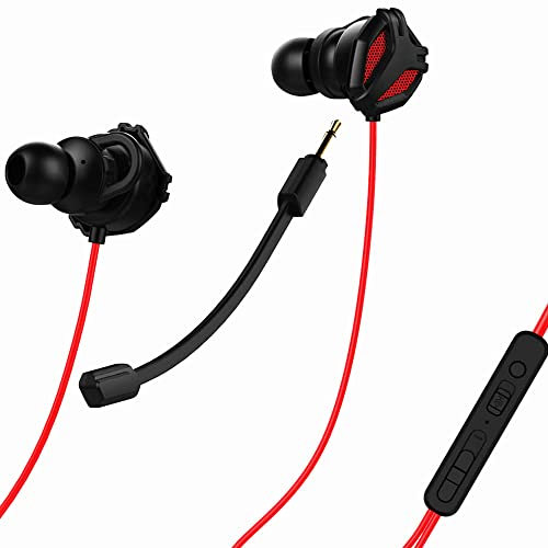 SOUND PANDA SPE-G9 Light Gaming Earbuds Single Driver 3.5mm with Dual Microphone | Wired Earbuds with 1.5m Cable | for PC, Mobile, Xbox, PS5, PS4, Switch | in-Ear Gaming Headset (Red)