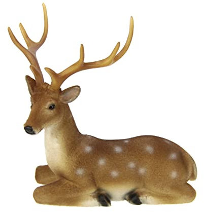 Flair Flower Hirsch Geweih Figur REH Hirschbock Rehkitz Bambi Hirschfigur Rotwild Figuren Tierfigur Gartenfigur Gartenstatue Weihnachtsdeko Wald Balkon Kunstfigur,706962N,Braun,18x19x11 cm