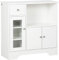 HOMCOM Küchenschrank Sideboard mit 2 Schränken und offener Regale, Aufbewahrungsschrank mit verstellbare Einlegeböden, Kommode mit Kippschutz und Glastür Spanplatte Weiß 80 x 30 x 82 cm