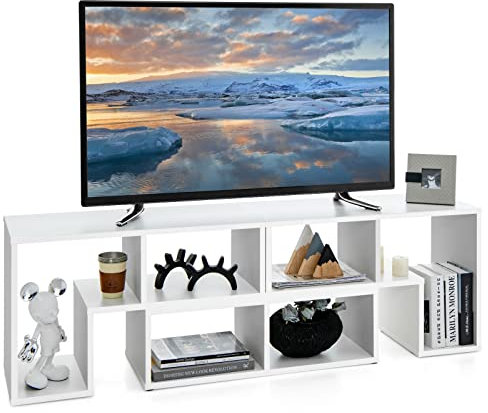 GOPLUS Meuble TV Console 3 pièces pour téléviseurs jusqu'à 165,1 cm, Meuble multimédia Moderne avec Grand Espace de Rangement, Conception à Combinaison Libre (Blanc)