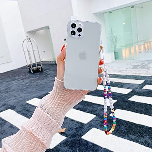 LIFEKA Perles de chaîne colorées Pendentif dragonne Hang Case pour iPhone 14 13 11 12 Pro X XR XS Max 7 8 Plus Mini Lanyard Charm Clear Cover, 8, pour iPhone 7