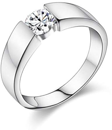 Uloveido Herren-Ehering, Verlobungsring, platiniert, mit runden Zirkonia, passender Schmuck, J002-M, X1/2(67.2mm), Kristall, Zirkonia