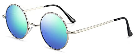 JoXiGo Sunglasses Mens Women Polarised UV400 Protection - Retro Round Classic Metal Frame (Green)