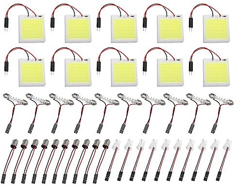 A ABSOPRO COB 48 LED Panneau Voiture Intérieur Lumière avec Adaptateur Blanc (Ensemble de 10)