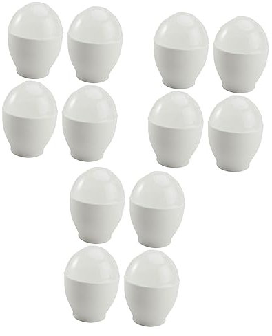 12 Pièces Coquetier Cuit à La Vapeur Coupelles à Œufs Avec Couvercle Coquetiers Au Four à Micro-ondes Mini-four Fabricant D'oeufs Blanche Mignonne Pp Accessoires