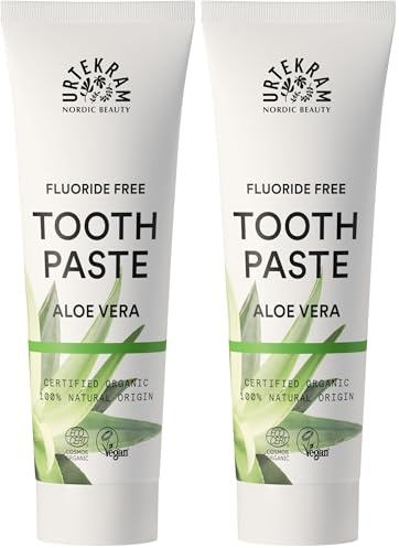 Urtekram Aloe Vera Toothpaste Organic, Without Fluoride, Orange, 75 Millilitre (Pack of 2)
