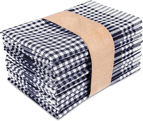 Wholesale Trade Dealz Pack 5 & 10 Wonderdry Large Tea Towels Set 100% Cotton Kitchen Dish Cloth Cleaning Drying Super Absorbent for Bar, Catering & Restaurant (Black, 10)