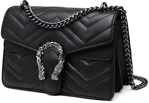 Travistar Borsa Tracolla Donna Piccola - Borsa Donna Tracolla Piccola in Pelle Borse Nera Borsa a Spalla Trapuntato Borsetta Firmate Pochette Donna Catena Borsa da Sera Borsa a Mano Donna