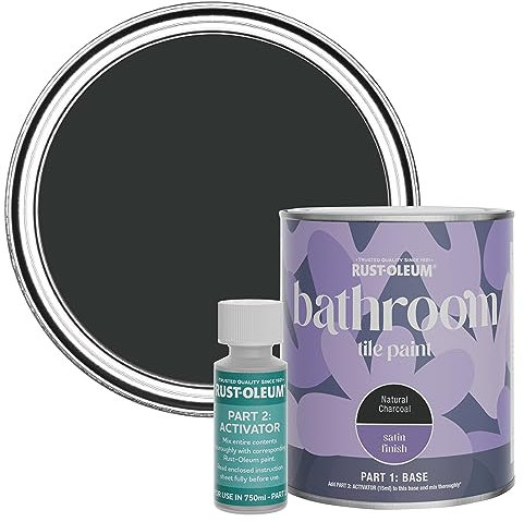 Rust-Oleum Black Water-Resistant Bathroom Tile Paint in Satin Finish - Natural Charcoal (Black) 750ml