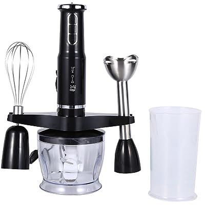 HYQFSAD Hand Blender for Multifunctional Kitchen, 3 Speed and Turbo Mode Immersion Blender Handheld, 600W Speed Stick Blender Double Mixing Blades