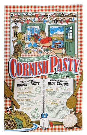 Elgate Cornwall Cornish Pasty Rezept Geschirrtuch Geschenk Souvenir 100% Baumwolle