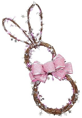 OSALADI Dekorative Lichter Wohnkultur Entzückende Osterhasen-dekoration Osterhasengirlande Mit Lichtern Osterhasen-anhänger Aus Rattan Osterlichtverzierung Leuchter Plastik Haushalt