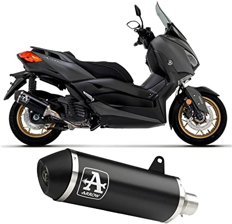 arrow 53518ann+53065mi, terminale e raccordo, impianto semi-completo omologato open urban alluminio nero nero, compatibile con moto yamaha xmax x-max 250 2009 2010 2011 2012 2013 2014 mototopgun
