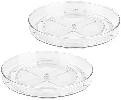 Clear Lazy Susan Organizer 2-Pack - 9 Inch Turntable for Kitchen, Pantry, Fridge, Bathroom, and Vanity Countertops, Acrylic Rotating Organizer