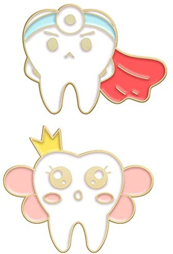 2pcs Niedliche Cartoon Brosche Zähne Form Revers Abzeichen Diy Bastelzubehör Für Geschenkpins Set Modeschmuck