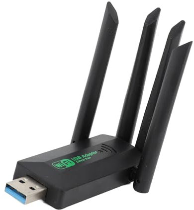 Adaptador WiFi USB, Adaptador de Red WiFi Dongle de 1200 Mbps con 4 Antenas Duales de Alta Ganancia, Adaptador WiFi USB 3.0 de Doble Banda 5G/2.4G para Computadora de Escritorio
