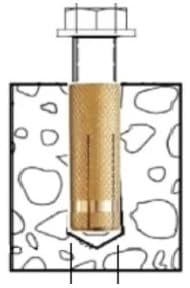 Tassello in ottone M8 con filettatura interna per carichi medi