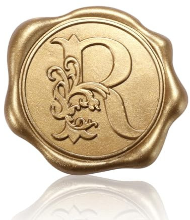 50 Stück Wachssiegel Aufkleber, Selbstklebende Wachsaufkleber Goldene Selbstklebende Wachssiegel Einladungs und Umschlagsiegelaufkleber für Hochzeiten Weihnachtsfeiern (R)