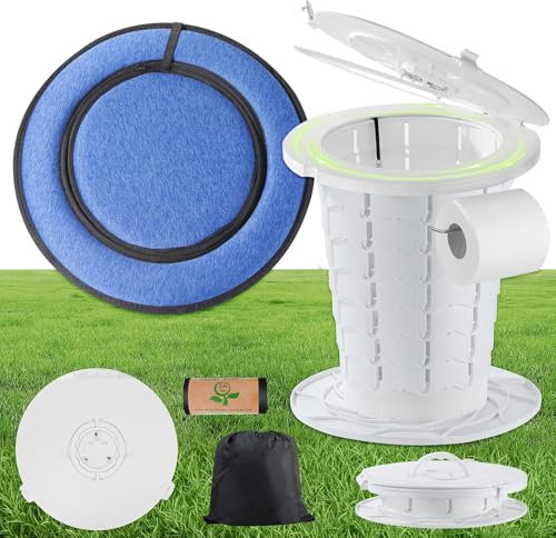 XIUWOUG Toilettes de camping compactes pliables | Toilettes mobiles portables | Hauteur réglable | Toilettes de camping 2024 | Toilettes de camping pliables pour adultes et enfants, blanches