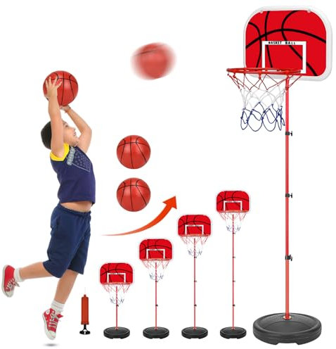 Farnirvana Basketballkorb Outdoor Kinder, Basketballkorb Kinder mit Ständer und Ball, Höhenverstellbar 90-180cm Basketball Korb, Mini Basketballkorb für Junge Mädchen Outdoor Indoor