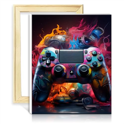TANGFEIY Malen nach Zahlen, Gamecontroller, digitales Ölgemälde-Set zum Selbermachen auf Leinwand mit Pinseln und Acrylfarbe auf Haus-Art-Deco-Kunsthandwerk, ohne Rahmen (30 x 40 cm)